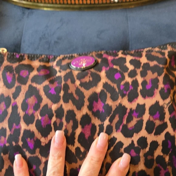 Coach Leopard Print Tote and Pouch - Black and Purple - Picture 2 of 2